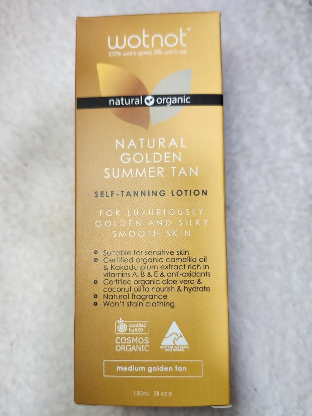 NWT WOTNOT Organic Self Tanning Lotion Natural Golden Summer Tan 150 ml
